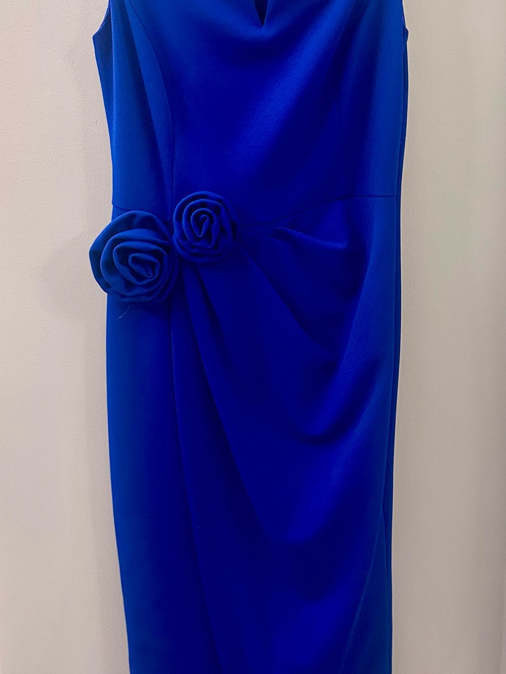 Joseph Ribkoff Cobalt Blue Midi Sheath Dress with Rosette Detail
